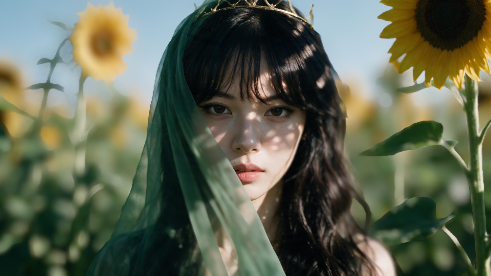 A sunflower portrait with cinematic depth and focus